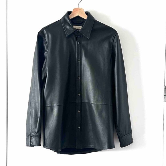 Nudie Jeans, Black Leather Hugo Shirt, Small, EUC - Picture 3 of 7